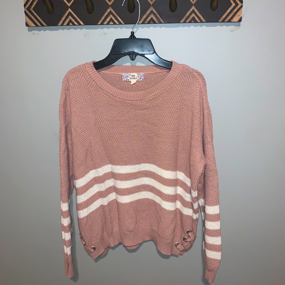 Pink and white sweater